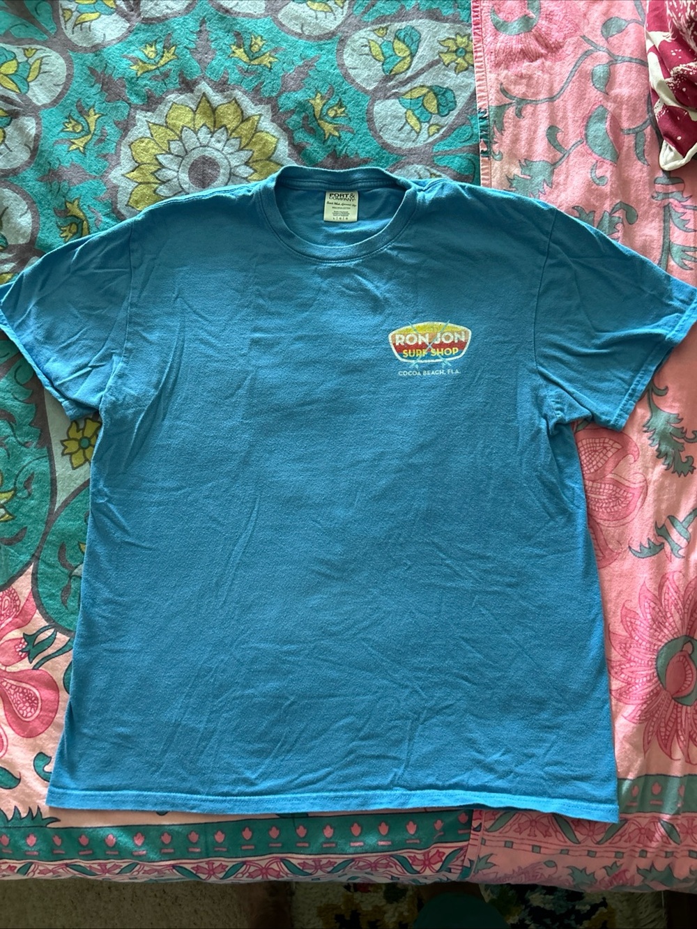 Ron Jon Surf Shop Logos both sides Large Spun Cotton Cocoa Beach Port Co.T-Shirt